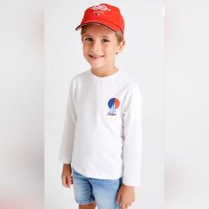 Mayoral White Long Sleeve Shirt with Sailboat Design